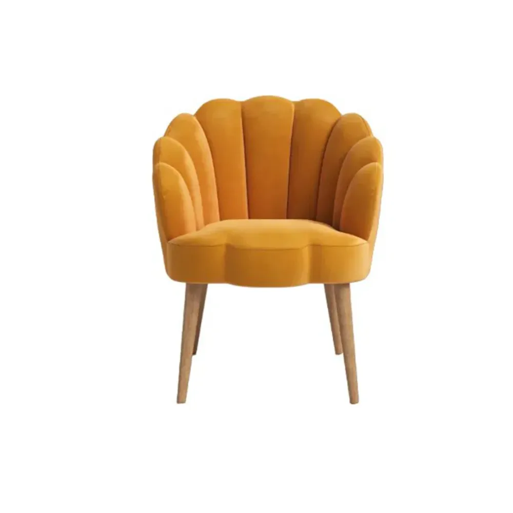 Yellow Scalloped Elegant Accent Chair Single