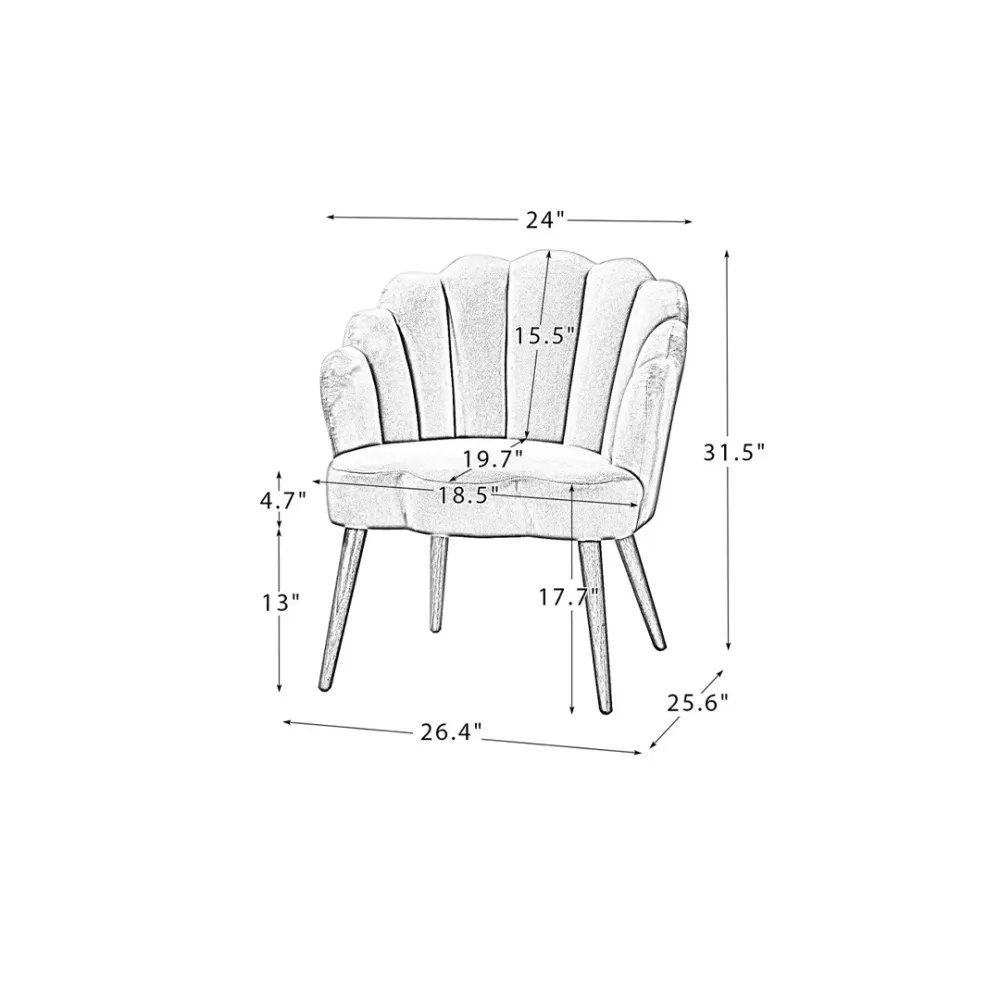 Teal Scalloped Elegant Accent Chair Single