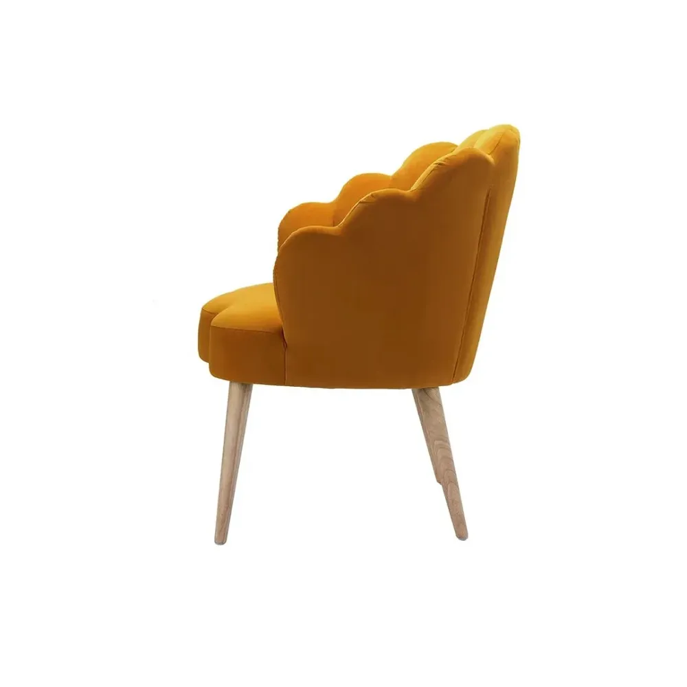 Yellow Scalloped Elegant Accent Chair Single