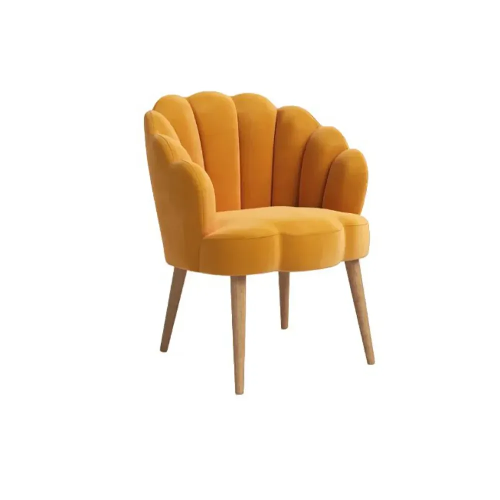 Yellow Scalloped Elegant Accent Chair Single