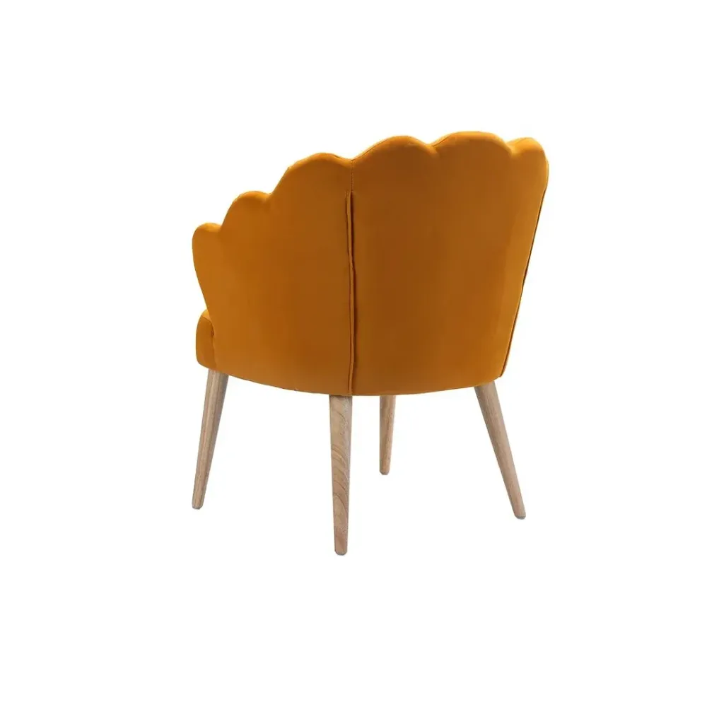 Yellow Scalloped Elegant Accent Chair Single