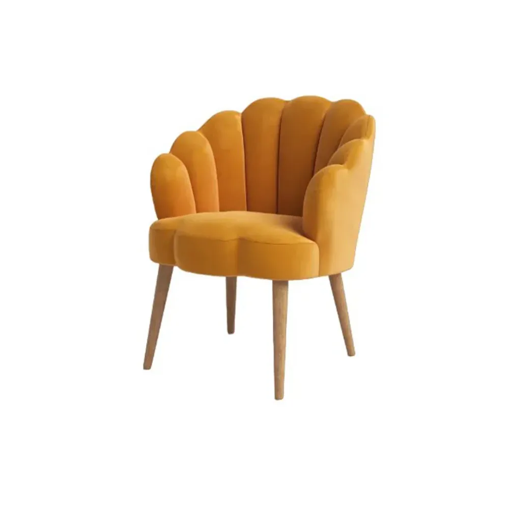 Yellow Scalloped Elegant Accent Chair Single
