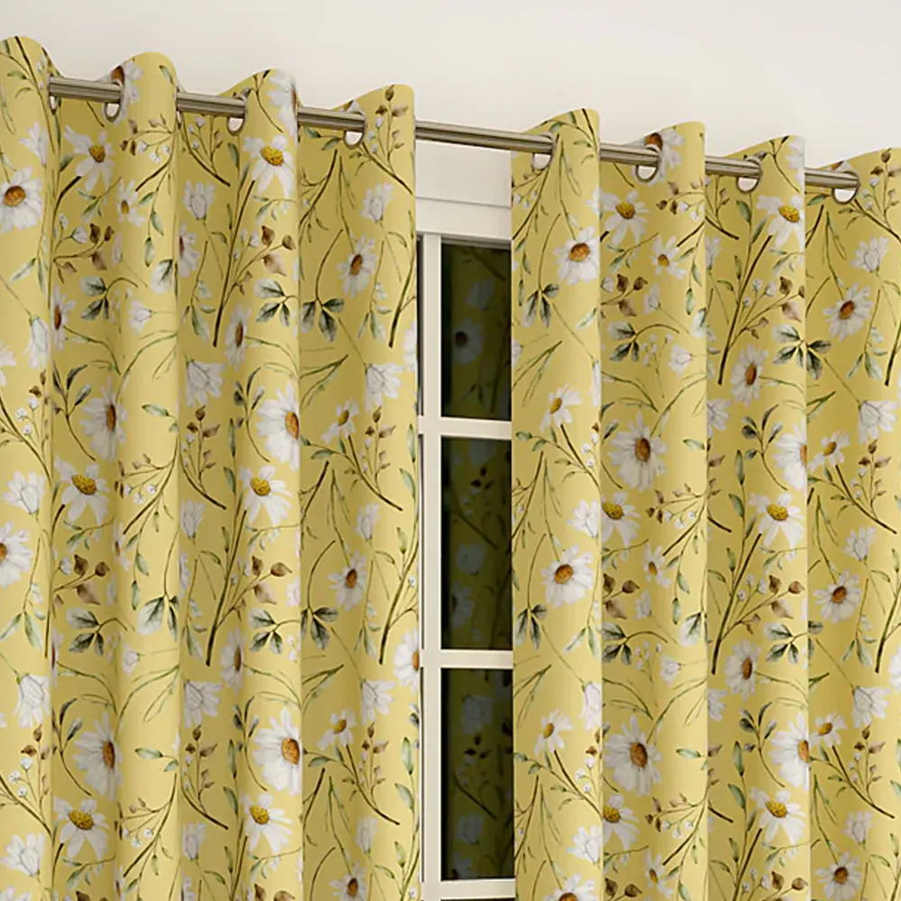 Yellow Summer Floral Designer Curtain 5 ft