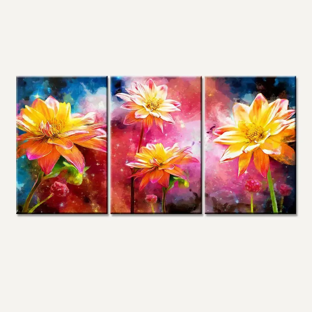 Yellow sunflower 3 Pieces Modern Design Canvas Printed Painting