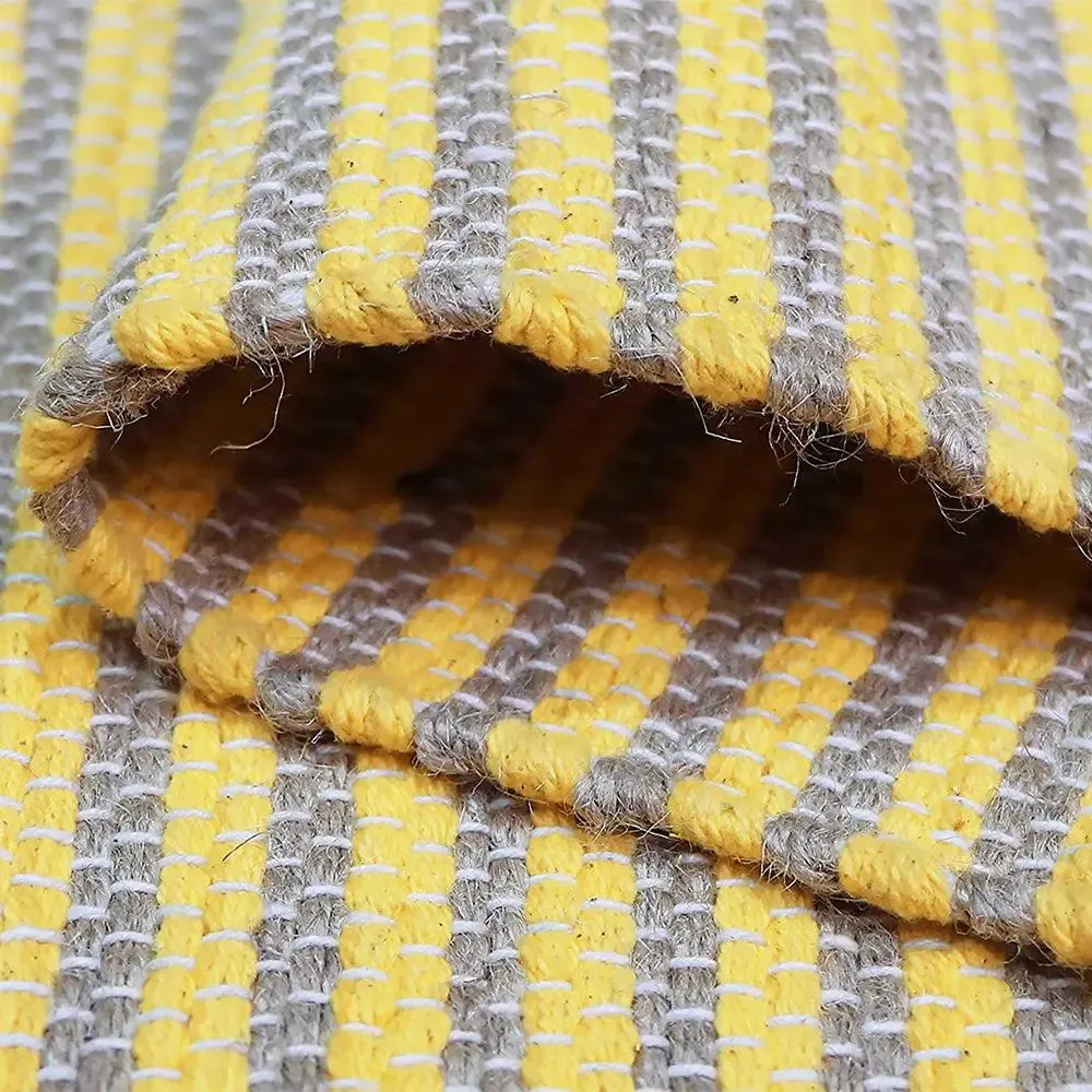 Yellow Taselled Jute &amp; Cotton Table Runner