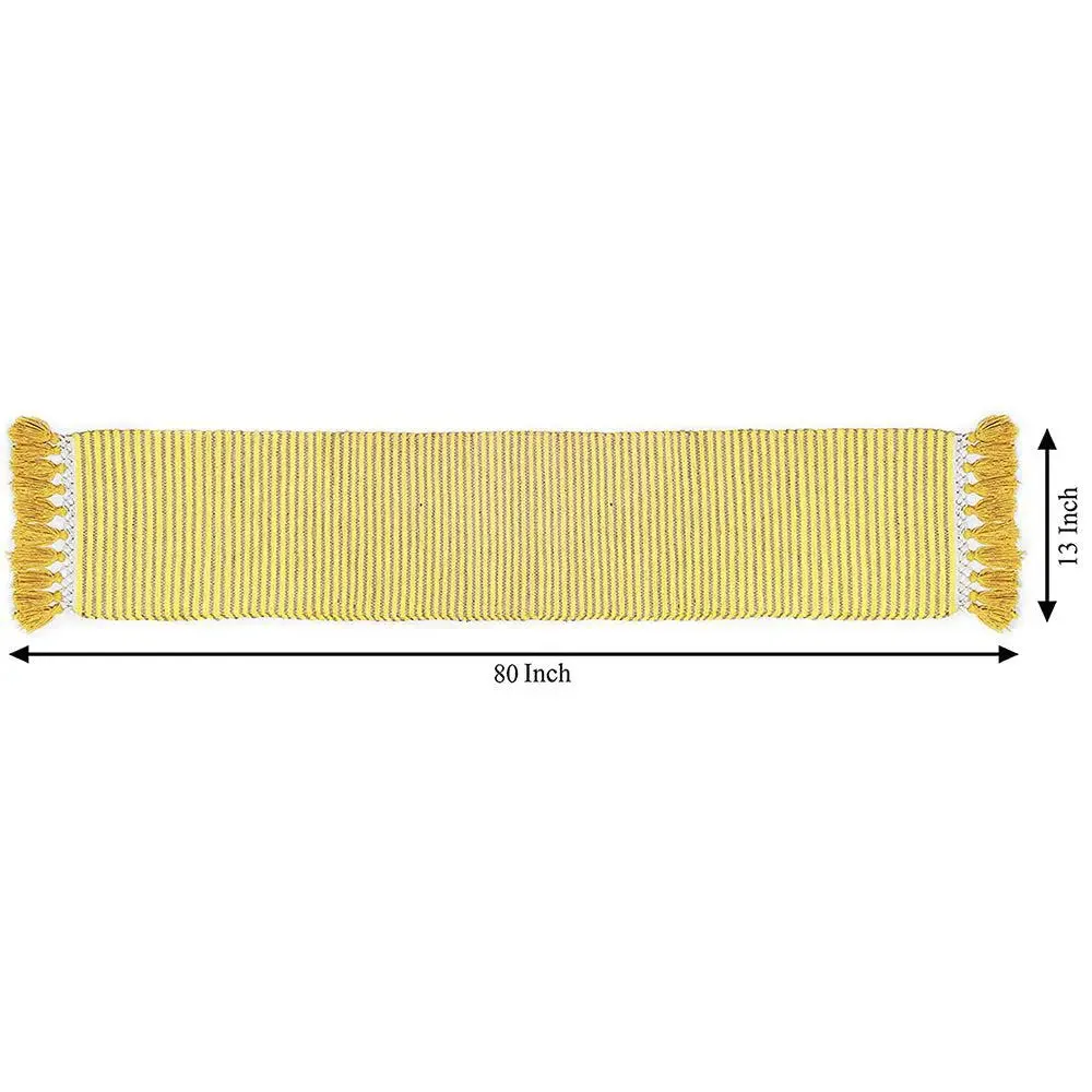 Yellow Taselled Jute &amp; Cotton Table Runner
