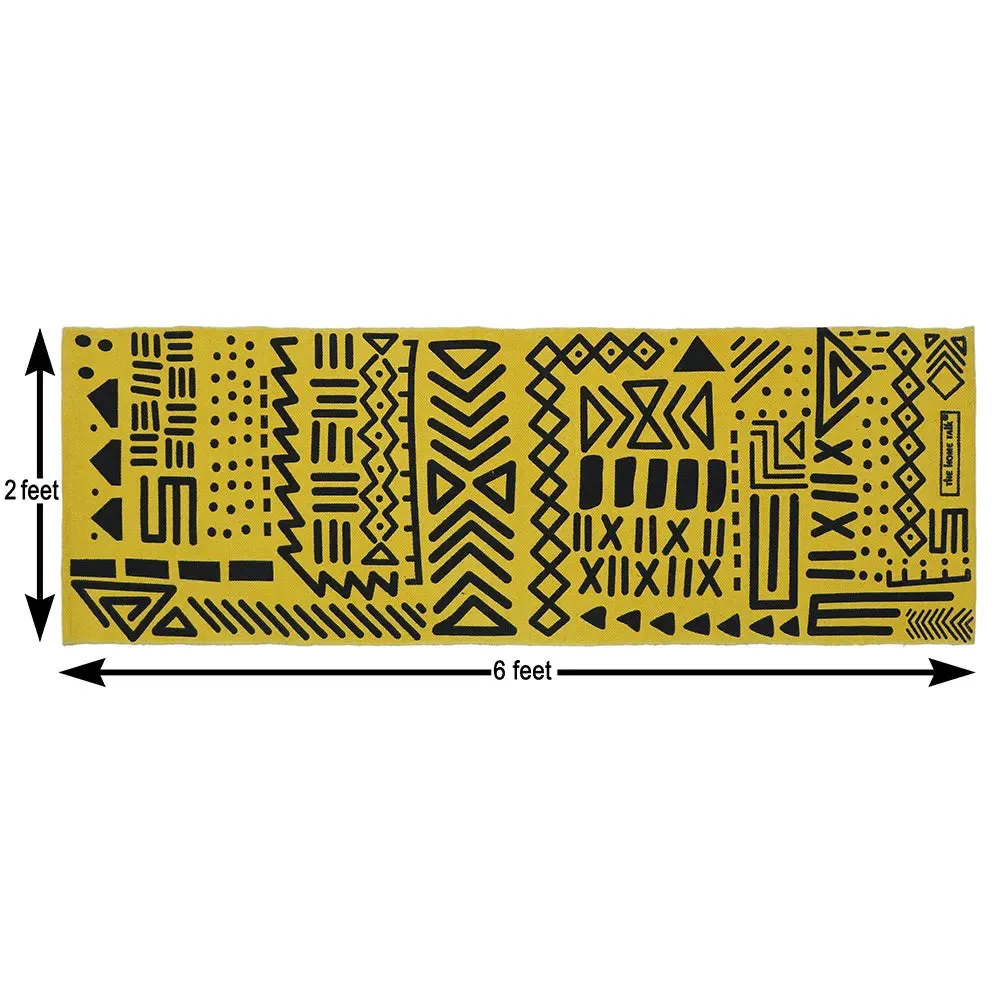 Yellow Tribal Art Cotton Weave Handmade Exercise Mat / Yoga Mat- 2x6 ft