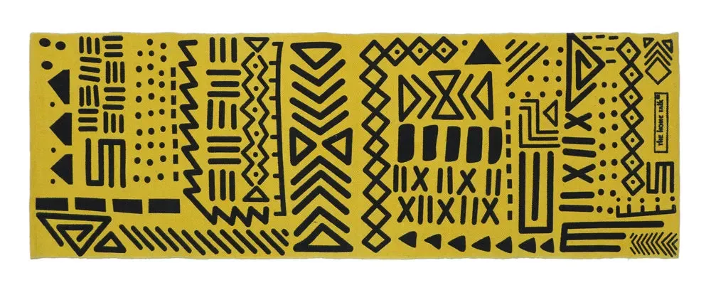 Yellow Tribal Art Cotton Weave Handmade Exercise Mat / Yoga Mat- 2x6 ft
