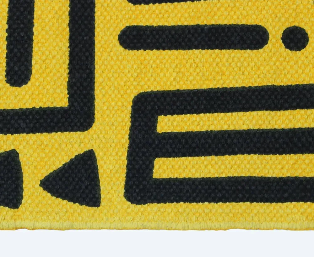 Yellow Tribal Art Cotton Weave Handmade Exercise Mat / Yoga Mat- 2x6 ft