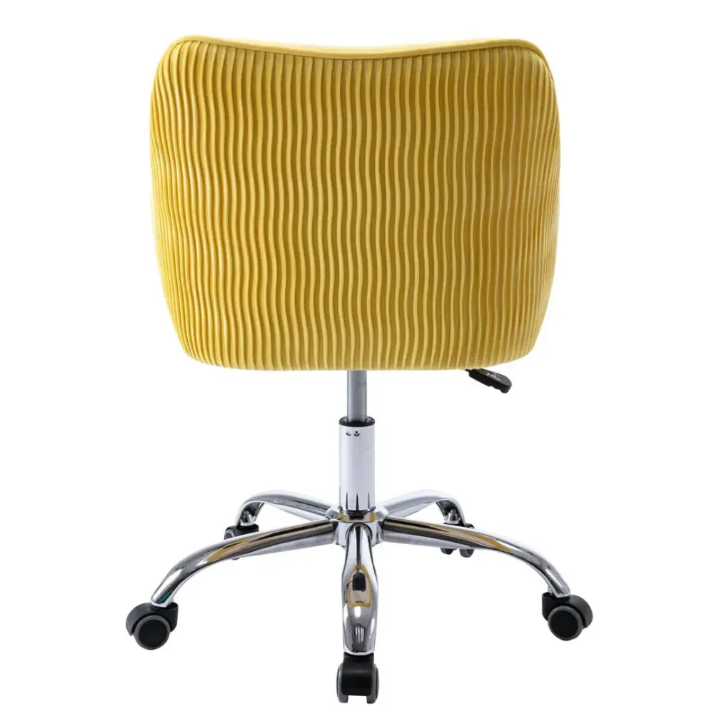 Yellow Velvet Ergonomic Swivel Chair Single