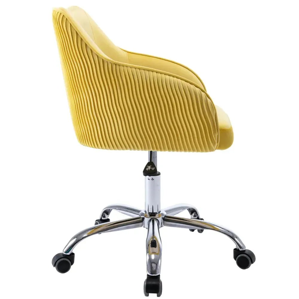 Yellow Velvet Ergonomic Swivel Chair Single