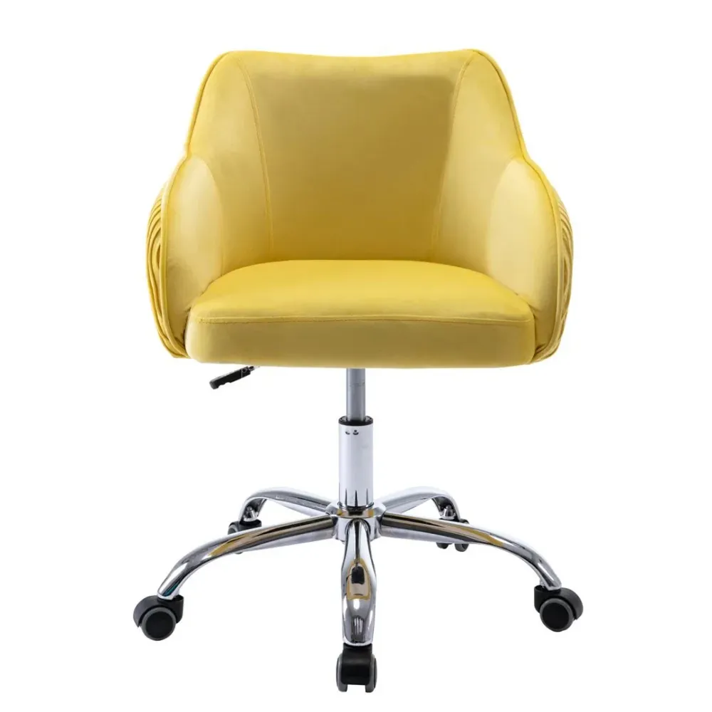 Yellow Velvet Ergonomic Swivel Chair Single