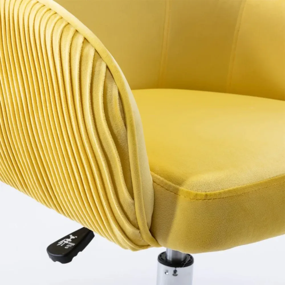 Yellow Velvet Ergonomic Swivel Chair Single