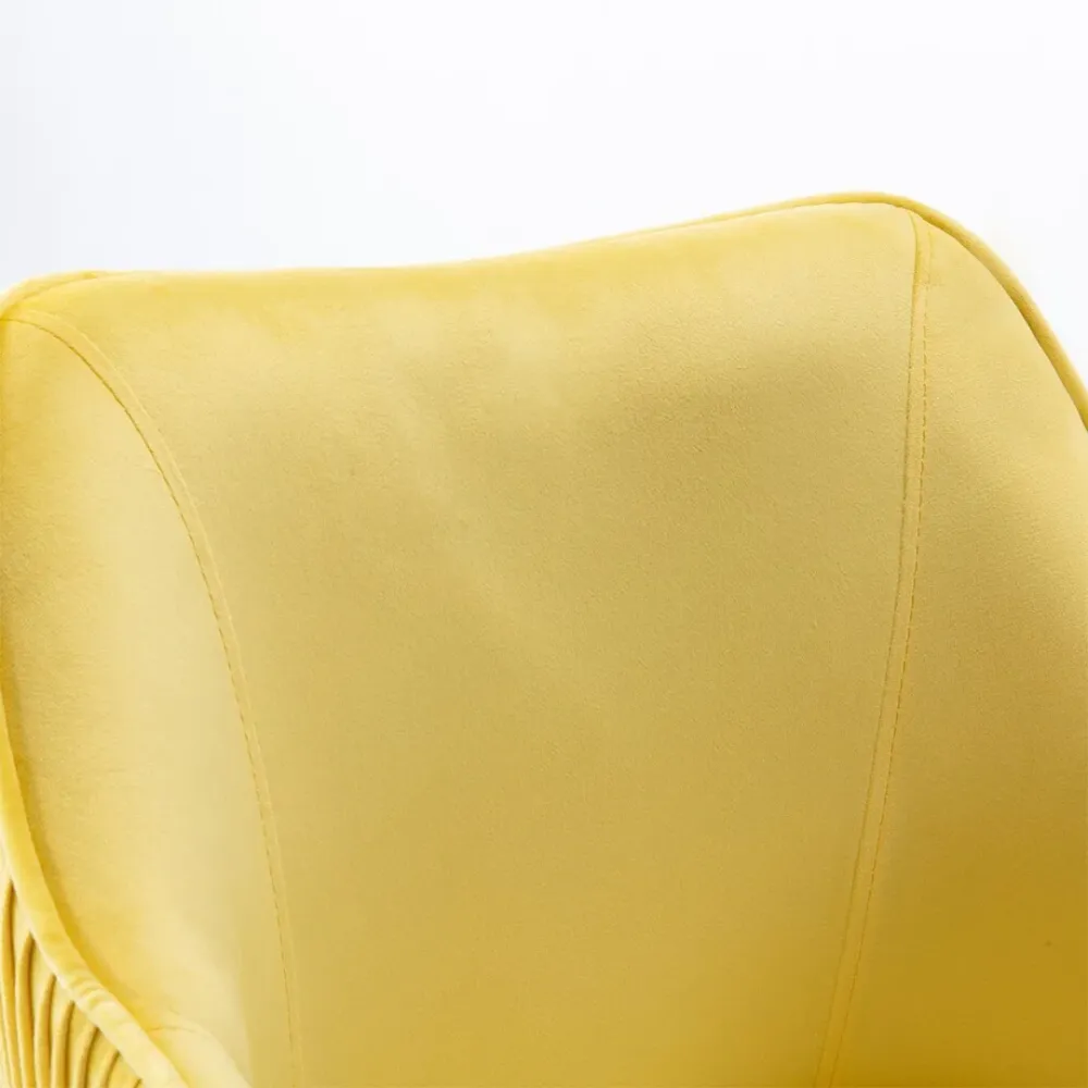 Yellow Velvet Ergonomic Swivel Chair Single