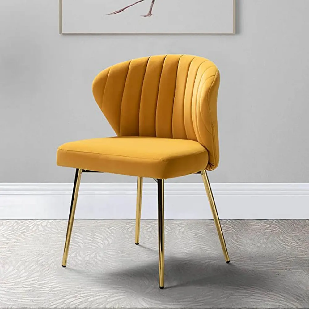 Yellow Velvet Tufted Luxury Lounge Chair