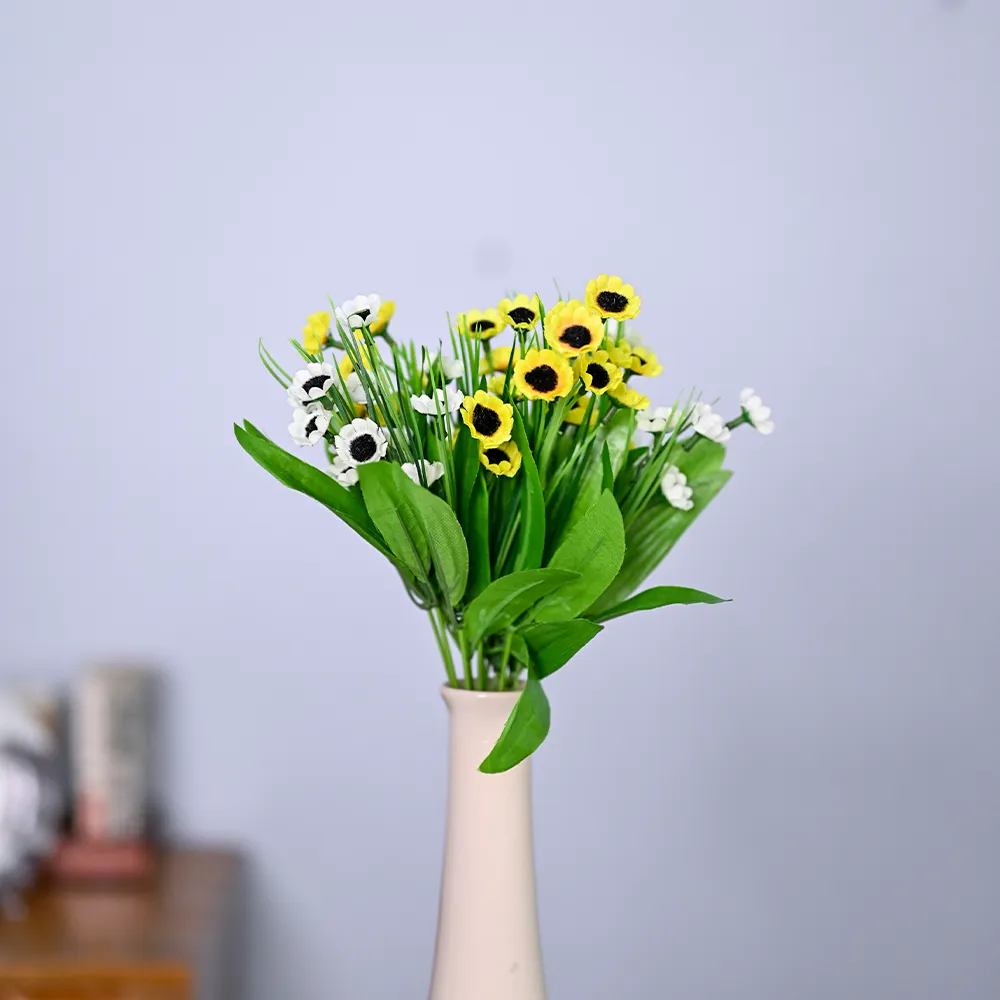 Yellow & White Blossom Small Artificial Flower Bunch Combo