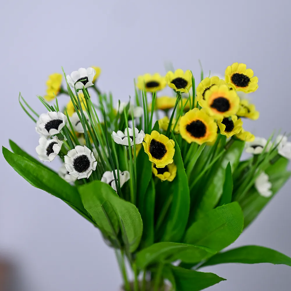 Yellow & White Blossom Small Artificial Flower Bunch Combo