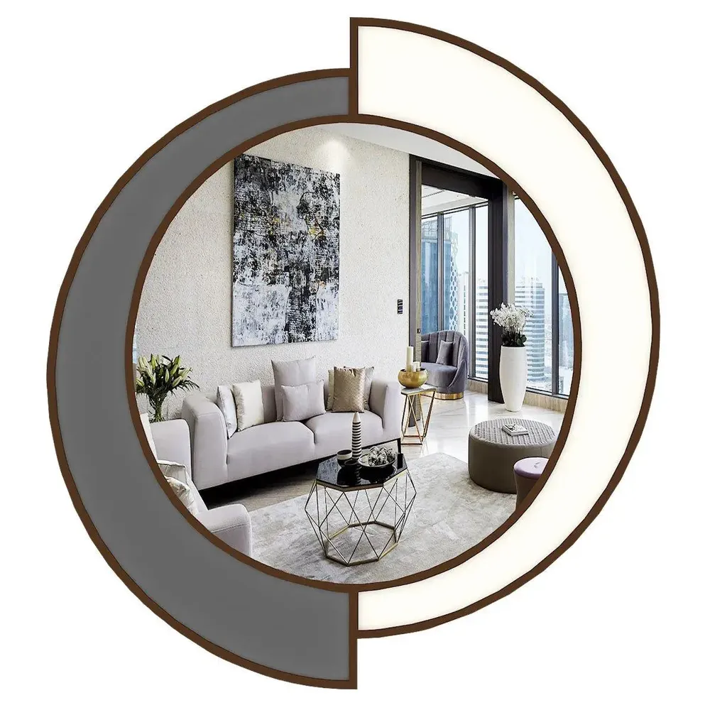 Yin Yang Decorative Wooden Vanity Mirror Small ( 46cm X 46cm )