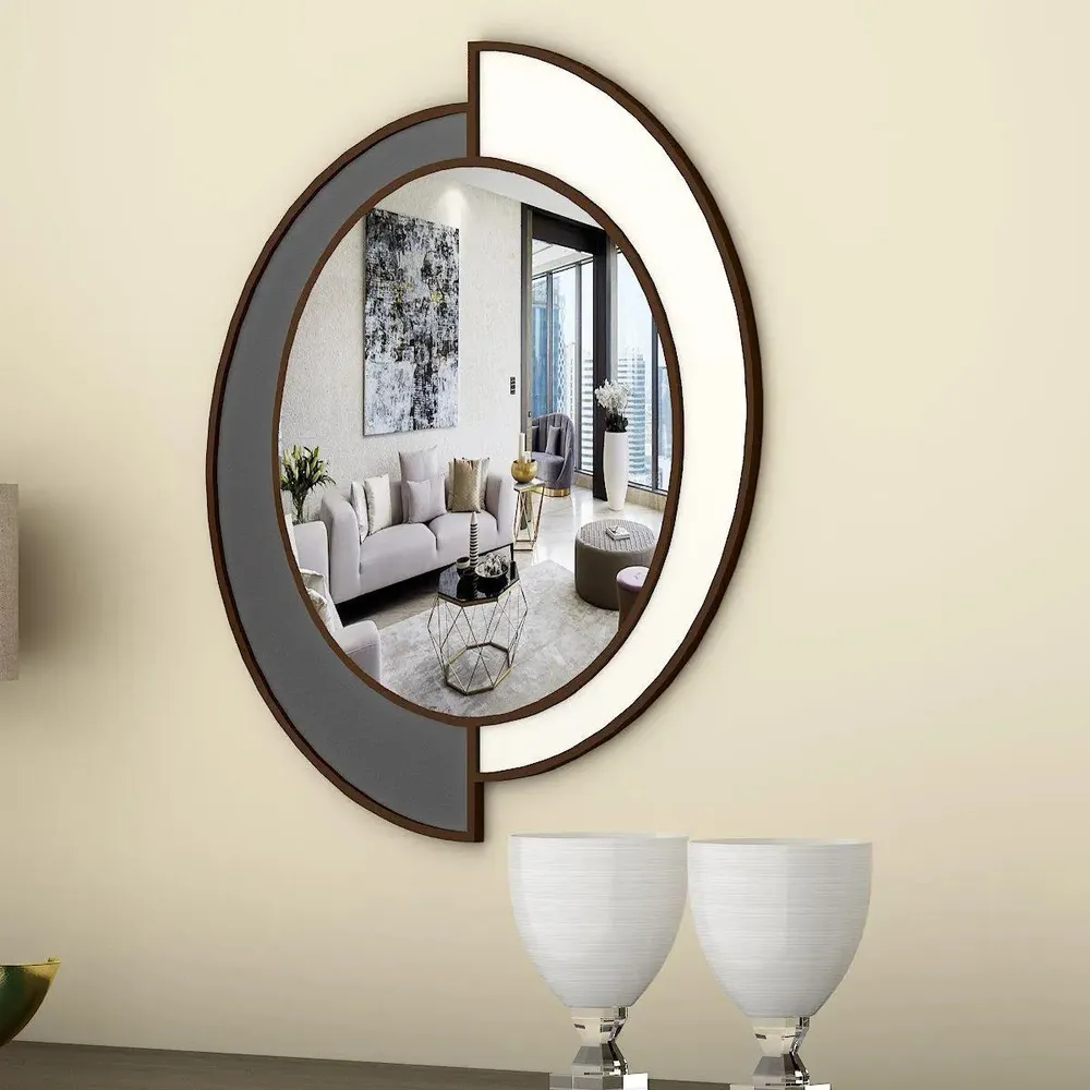 Yin Yang Decorative Wooden Vanity Mirror Small ( 46cm X 46cm )