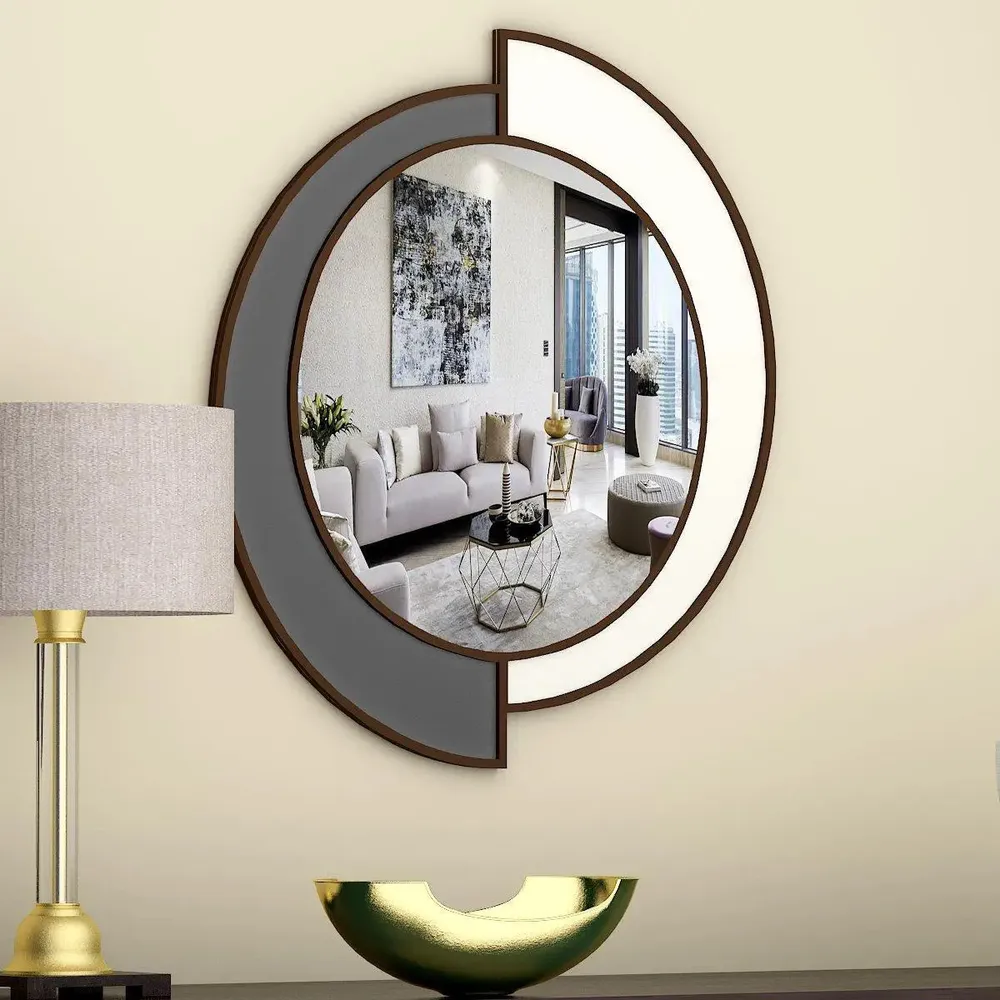 Yin Yang Decorative Wooden Vanity Mirror Small ( 46cm X 46cm )