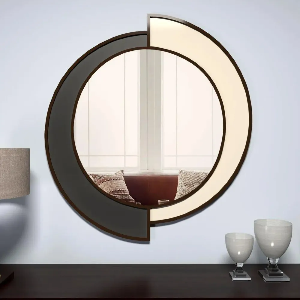 Yin Yang Decorative Wooden Vanity Mirror Small ( 46cm X 46cm )