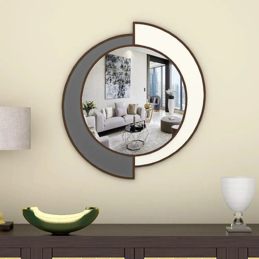Yin Yang Decorative Wooden Vanity Mirror Small ( 46cm X 46cm )