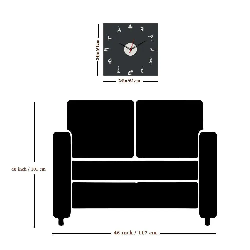 Yoga Postures Designer Big Size 3D Infinity Wall Clock (Size: 24 inch X 24 inch)
