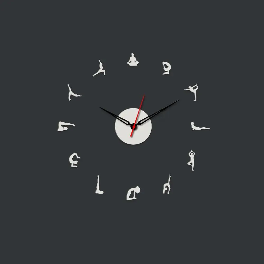 Yoga Postures Designer Big Size 3D Infinity Wall Clock (Size: 24 inch X 24 inch)
