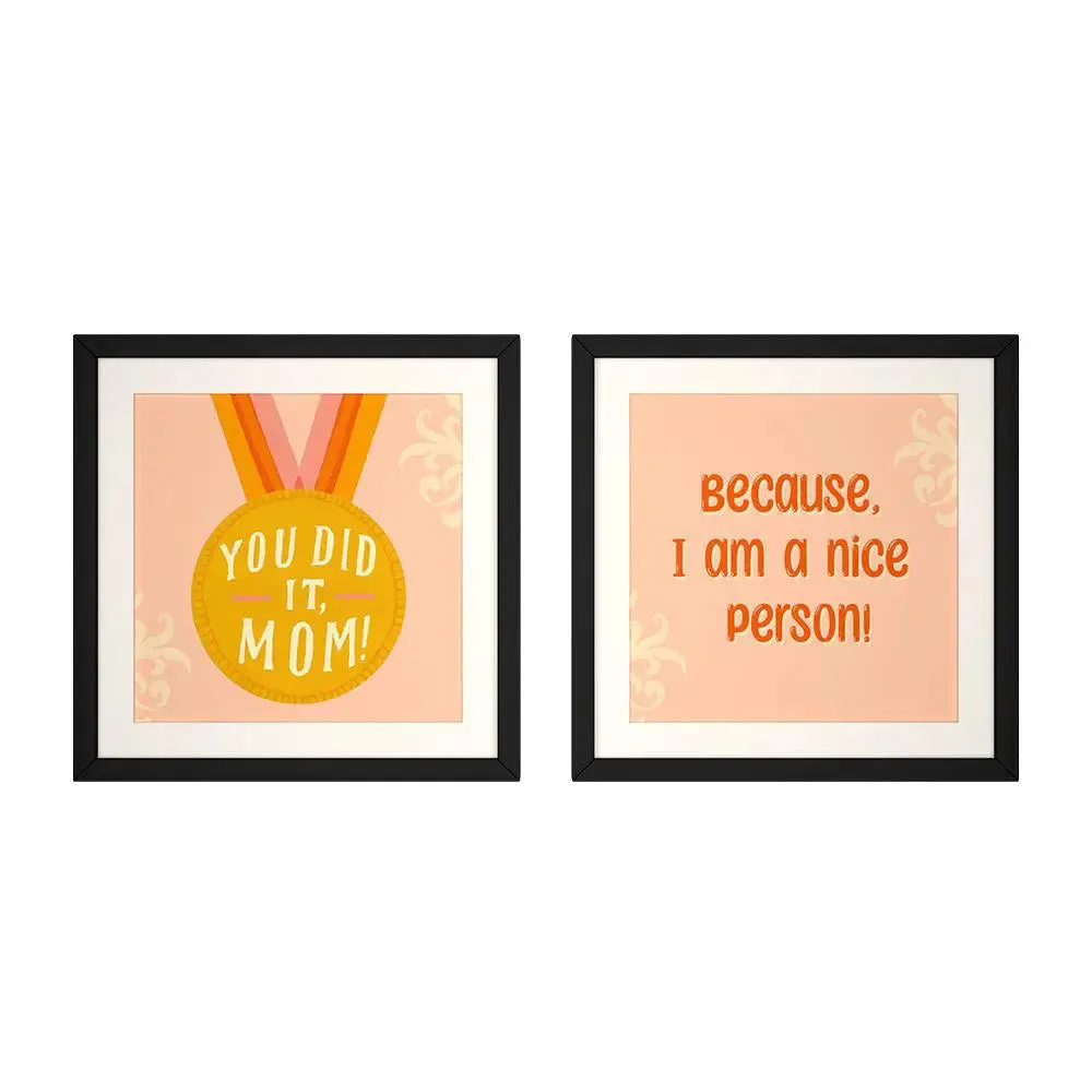 You Did it Mom Funky Quote Framed Wall Art - Set of 2 / Gift for Mother's day