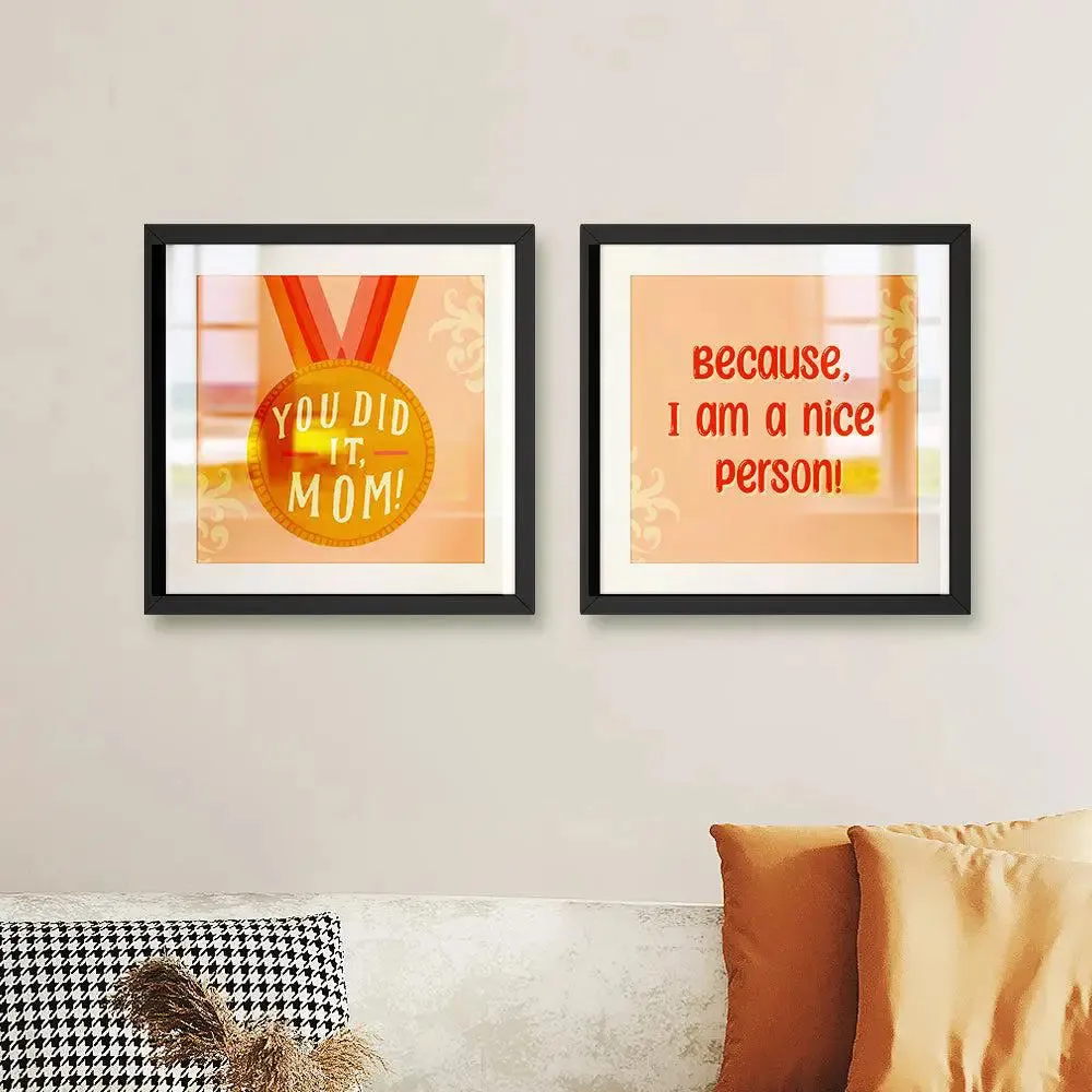 You Did it Mom Funky Quote Framed Wall Art - Set of 2 / Gift for Mother's day