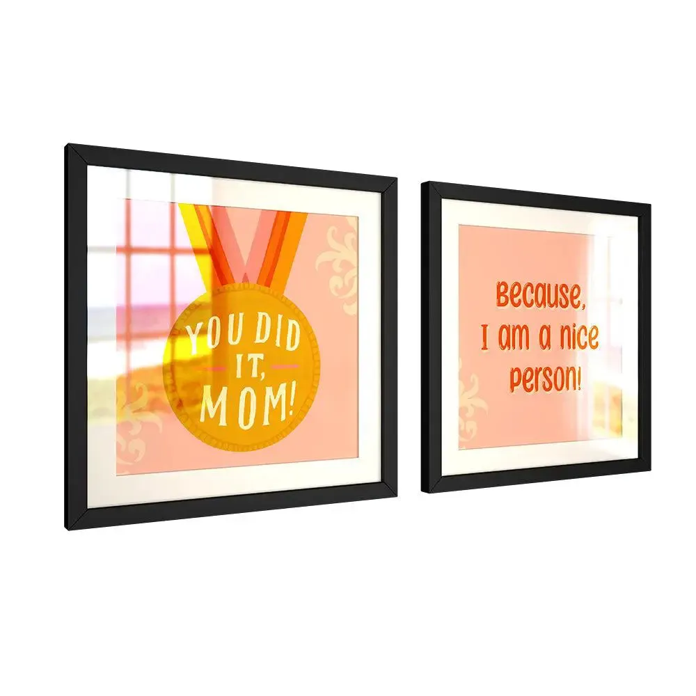 You Did it Mom Funky Quote Framed Wall Art - Set of 2 / Gift for Mother's day