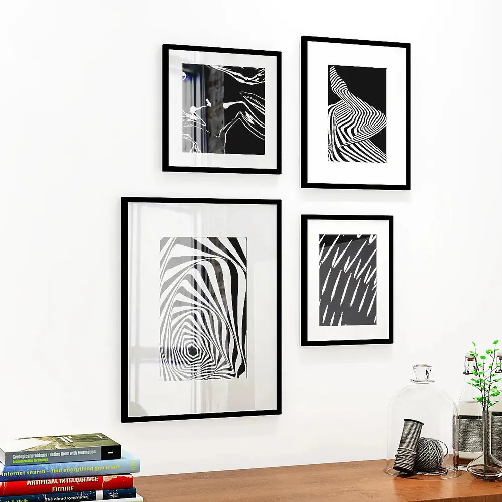 Zebra Abstract Framed Wall Art Set of 4