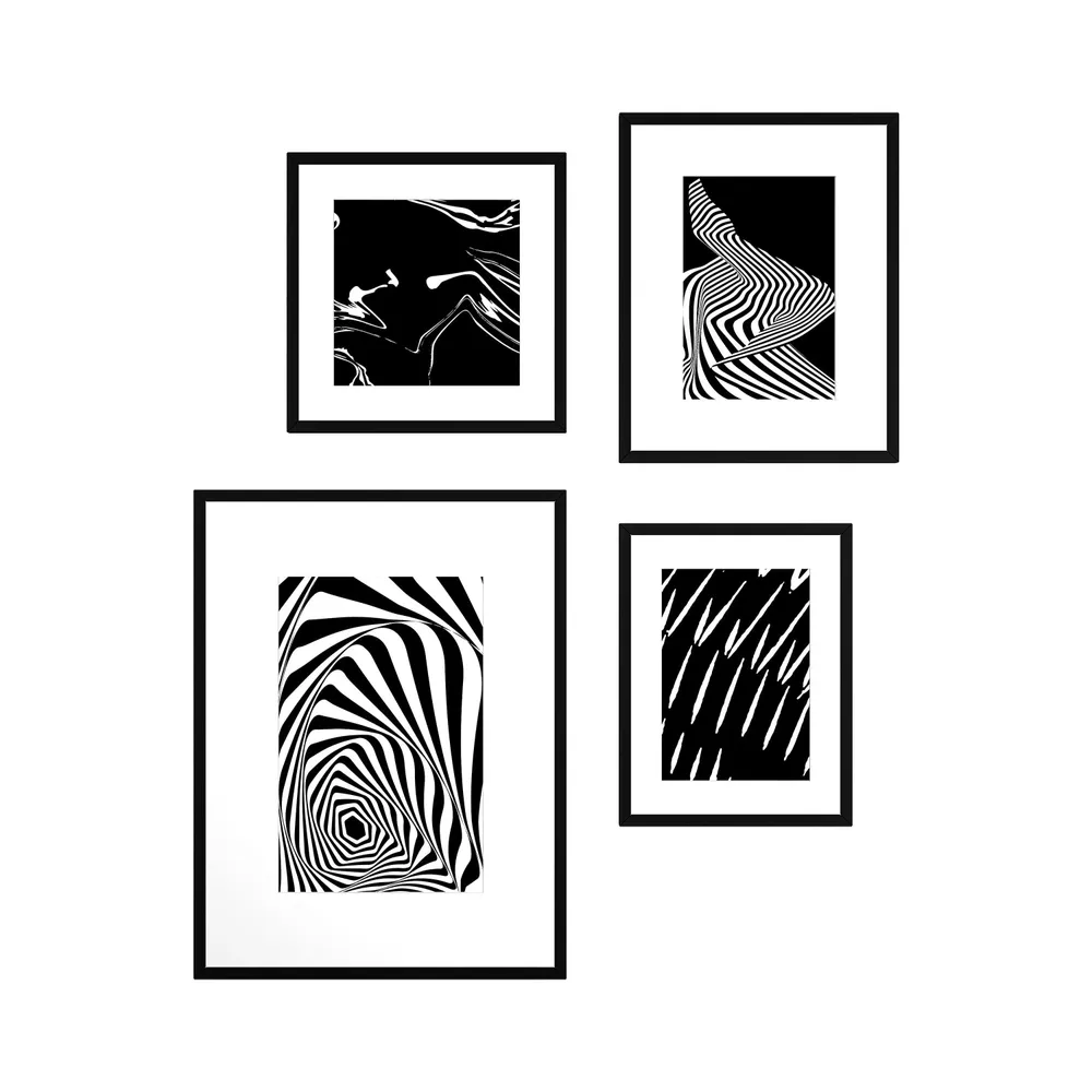 Zebra Abstract Framed Wall Art Set of 4