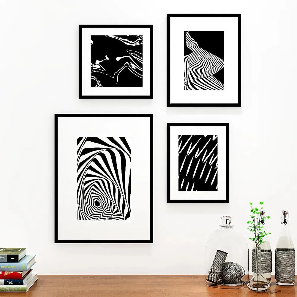 Zebra Abstract Framed Wall Art Set of 4