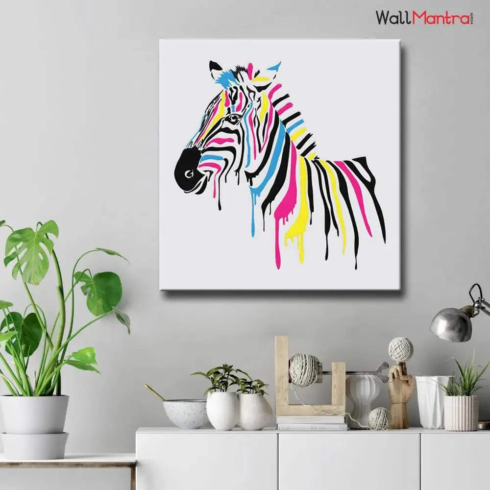 Zebra Colourful DIY(Do-It-Yourself)/ Paint by numbers canvas painting kit
