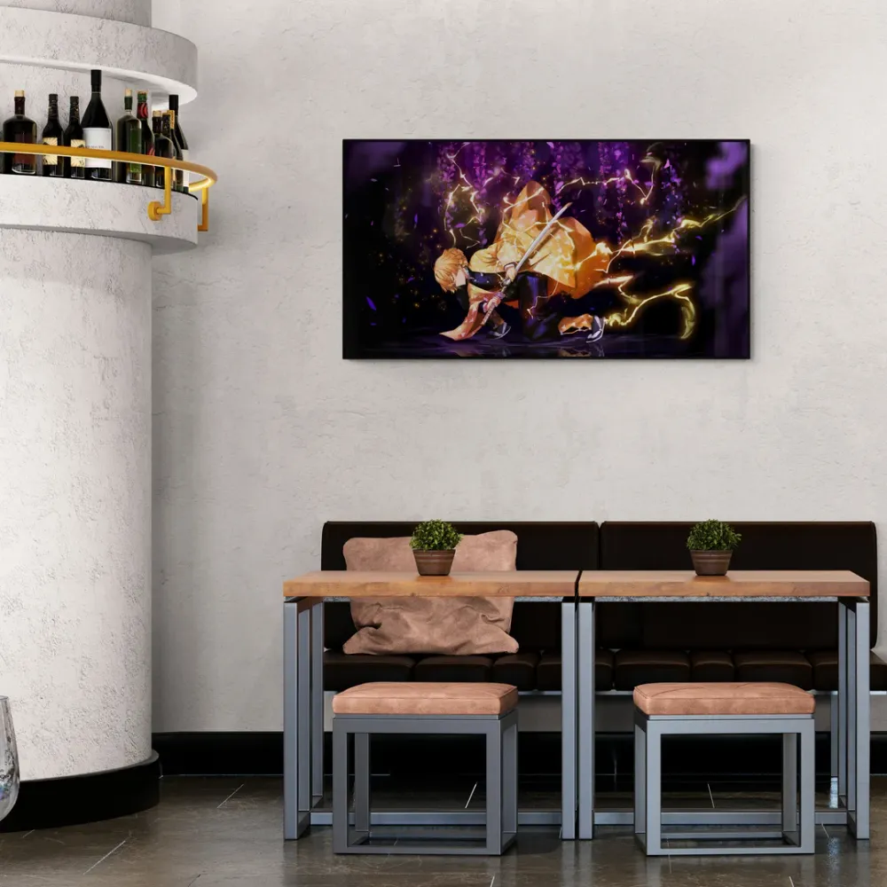 Zenitsu Agatsuma Demon Slayer Anime Canvas Wall Painting With Frame