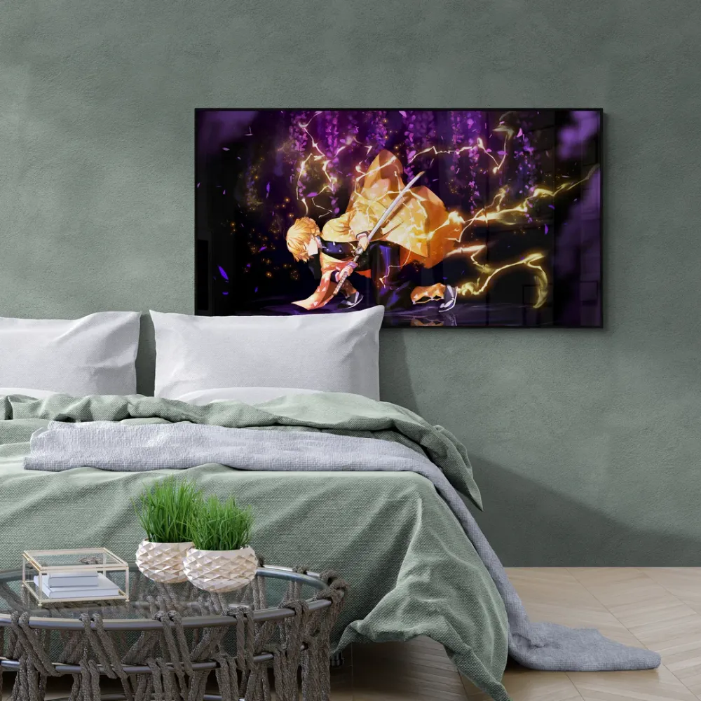 Zenitsu Agatsuma Demon Slayer Anime Canvas Wall Painting With Frame