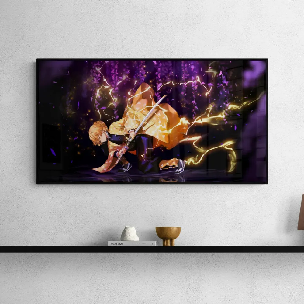 Zenitsu Agatsuma Demon Slayer Anime Canvas Wall Painting With Frame