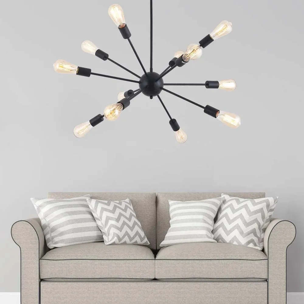 Zig Zag Chandelier Black Mount Ceiling Light