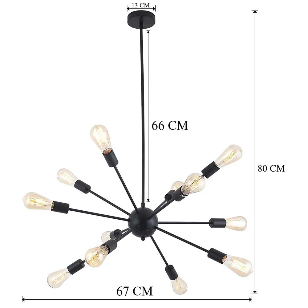 Zig Zag Chandelier Black Mount Ceiling Light