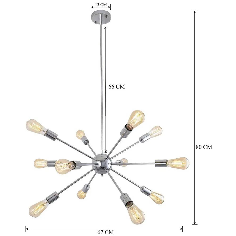 Zig Zag Chandelier Silver Mount Ceiling Light