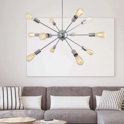 Zig Zag Chandelier Silver Mount Ceiling Light