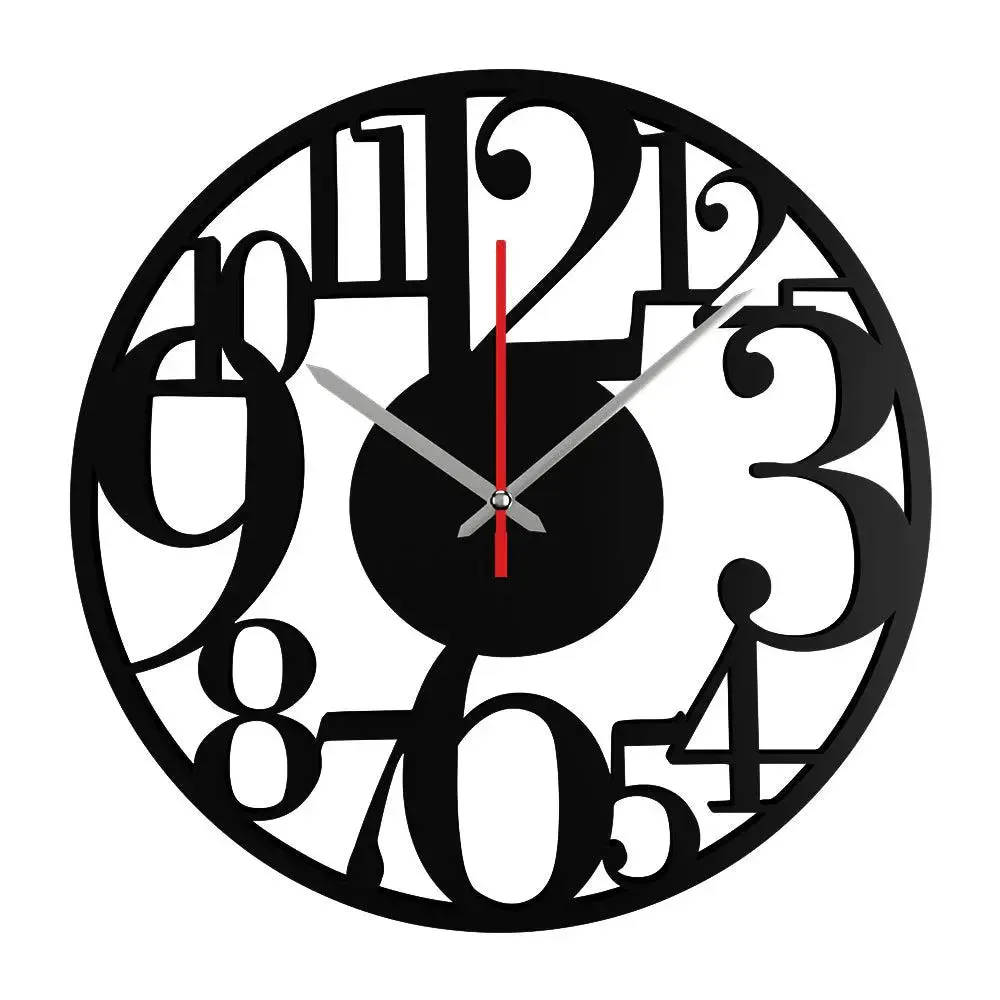 Zig Zag Numbers Shape  Wooden Wall Clock