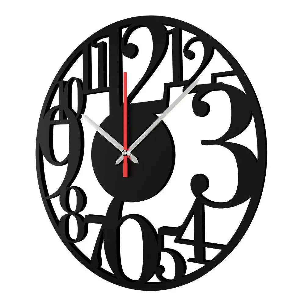 Zig Zag Numbers Shape  Wooden Wall Clock