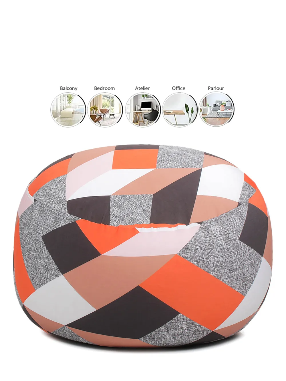 Zig Zag Patterned Multicolor Bean Bag (Beans Not Included) XL