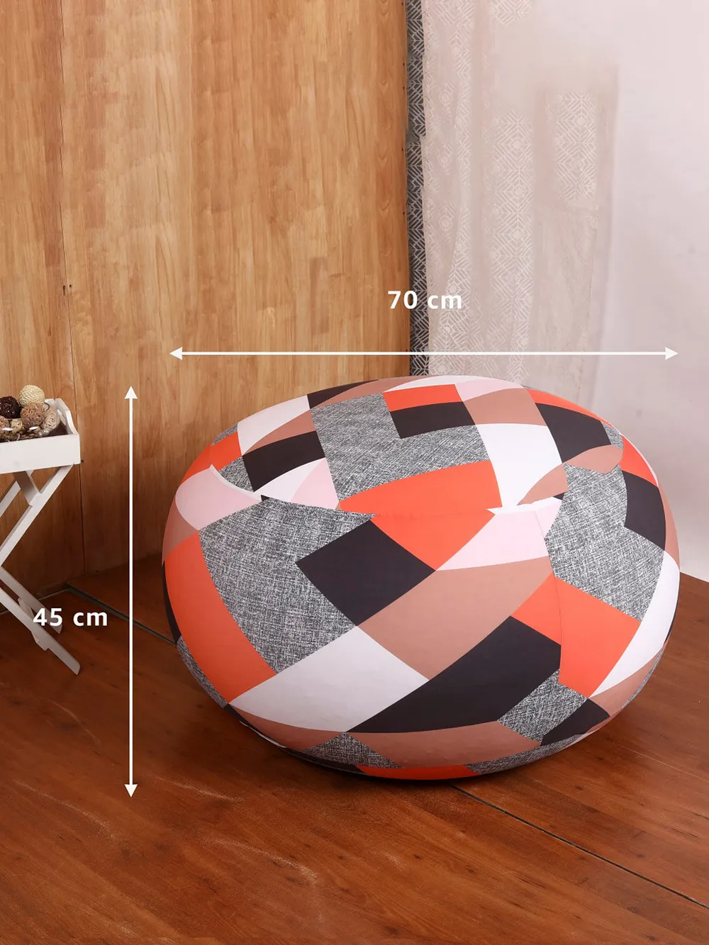 Zig Zag Patterned Multicolor Bean Bag (Beans Not Included) XL