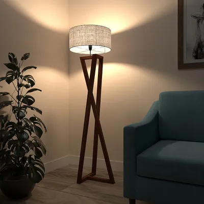 Zig-zag Wooden Floor Lamp