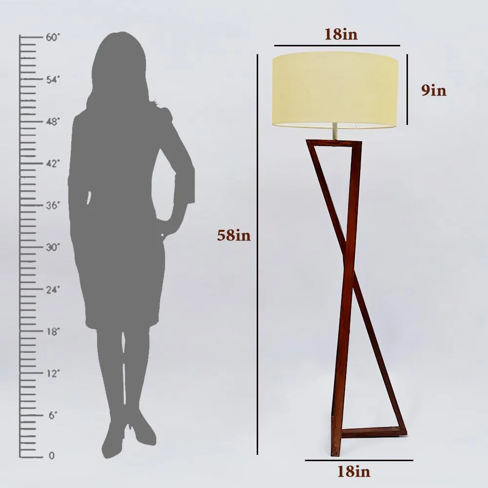 Zig-zag Wooden Floor Lamp Beige Lamp Shade