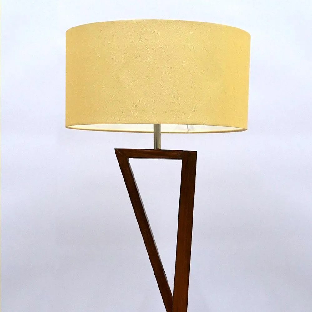 Zig-zag Wooden Floor Lamp Beige Lamp Shade