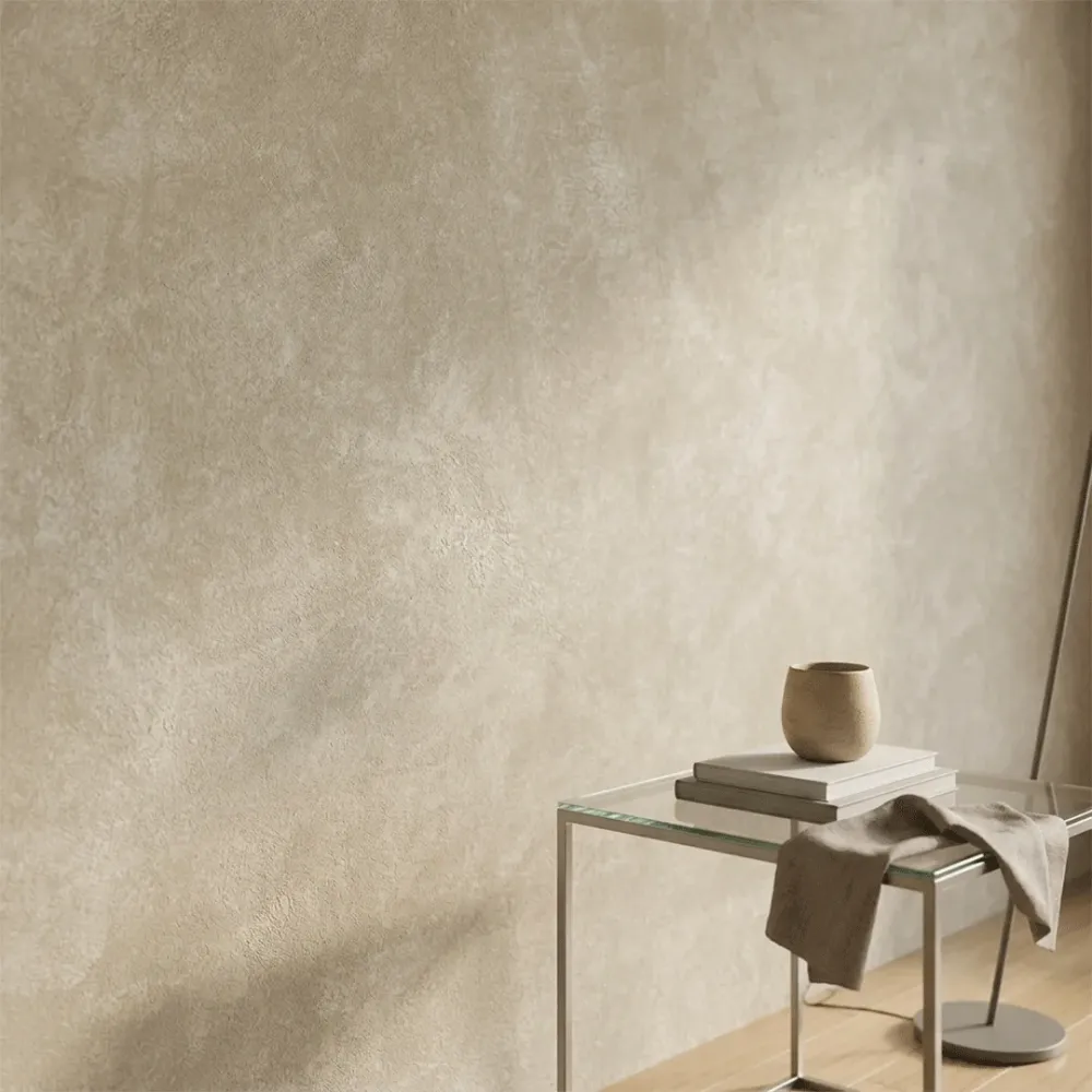 Warm Beige Concrete Texture Plain Wallpaper